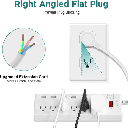 Surge Protector Power Strip 6 Outlets with 6 USB Charging Ports, USB Extension Cord, 1625W/13A Multiplug for Multiple Devices Smartphone Tablet Laptop Computer (6Ft, White)